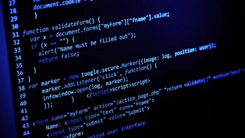 Programming Computer Codes in blue Stock Footage 241631510