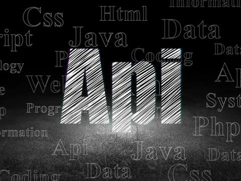 Programming concept: Api in grunge dark room Stock Illustration