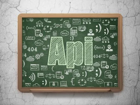 Programming concept: Api on School board background 스톡 일러스트