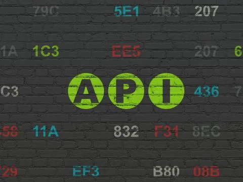 Programming concept: Api on wall background Illustrazione stock