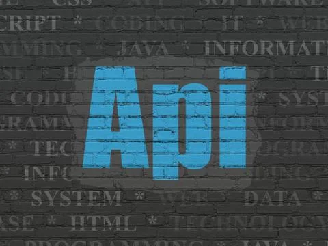 Programming concept: Api on wall background Illustrazione stock