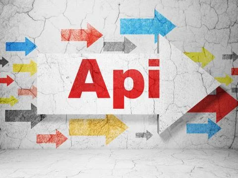 Programming concept: arrow with Api on grunge wall background Stockillustratie