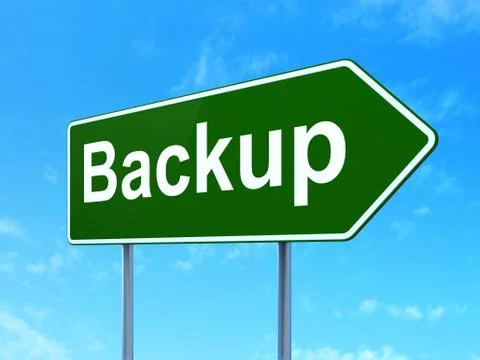 Programming concept: Backup on road sign background 库存插图