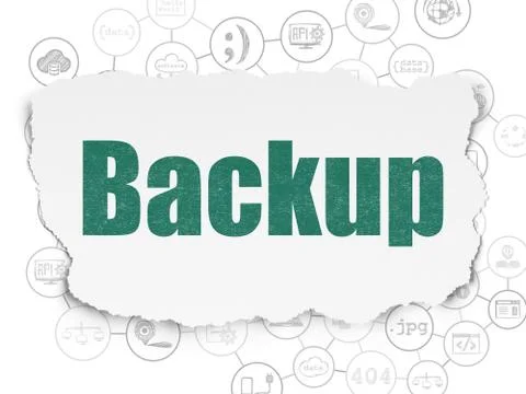 Programming concept: Backup on Torn Paper background イラスト素材