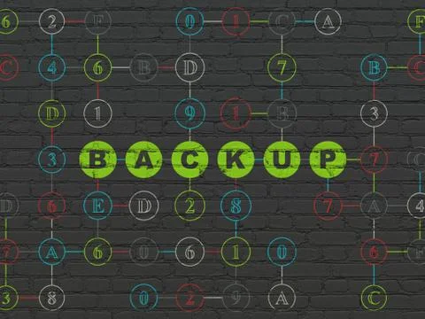 Programming concept: Backup on wall background Stock Illustration