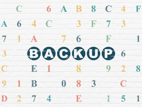 Programming concept: Backup on wall background Stock Illustration