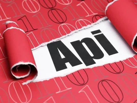 Programming concept: black text Api under the piece of  torn paper Illustrazione stock