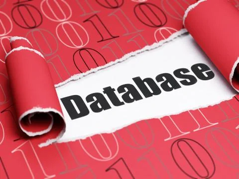 Programming concept: black text Database under the piece of  torn paper Stock Illustration