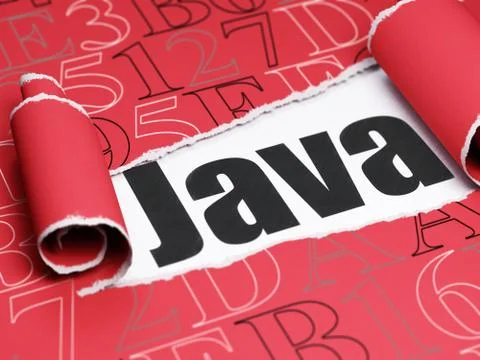 Programming concept: black text Java under the piece of  torn paper Stock Illustration