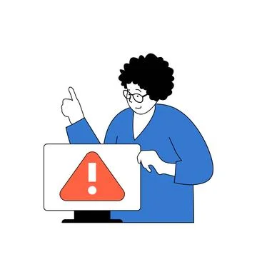 Programming concept with cartoon people in flat design for web. Woman finding Illustrazione stock