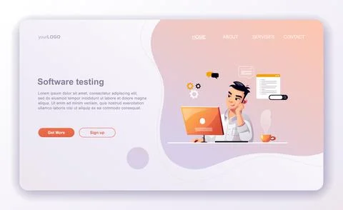 Programming concept, Character web engineer at work, vector images. Developer Stock Illustration