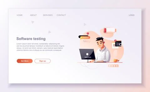 Programming concept, Character web engineer at work, vector images. Developer Illustrazione stock