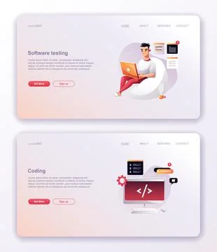 Programming concept, Character web engineer at work, vector images. Developer 스톡 일러스트