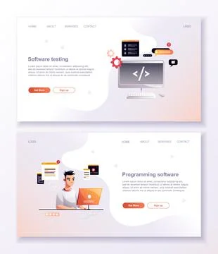 Programming concept, Character web engineer at work, vector images. Developer Stock Illustration