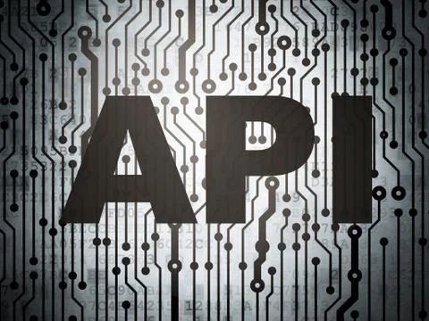 Programming concept: circuit board with Api Illustration