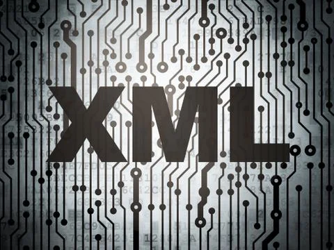 Programming concept: circuit board with Xml Stock Illustration