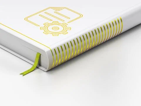 Programming concept: closed book, Gear on white background イラスト素材