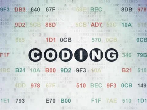 Programming concept: Coding on Digital Data Paper background Stock Illustration