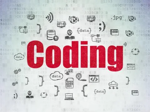 Programming concept: Coding on Digital Data Paper background 스톡 일러스트