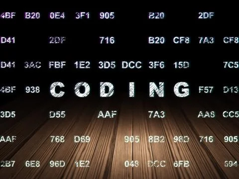 Programming concept: Coding in grunge dark room Stock-Illustration