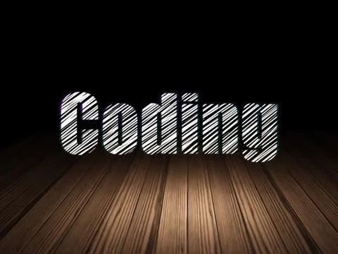 Programming concept: Coding in grunge dark room Stock-Illustration