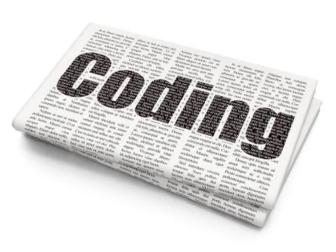 Programming concept: Coding on Newspaper background 스톡 일러스트