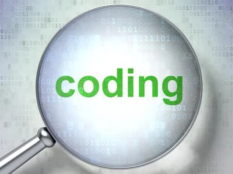 Programming concept: Coding with optical glass Stock Illustration