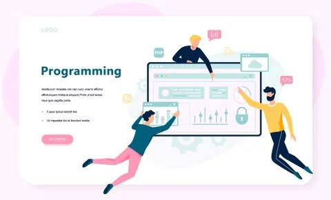 Programming concept, coding, testing and writing program. Stock Illustration