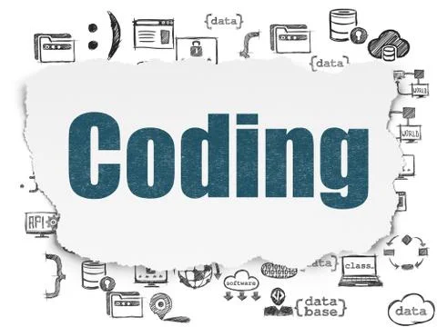 Programming concept: Coding on Torn Paper background Illustrazione stock