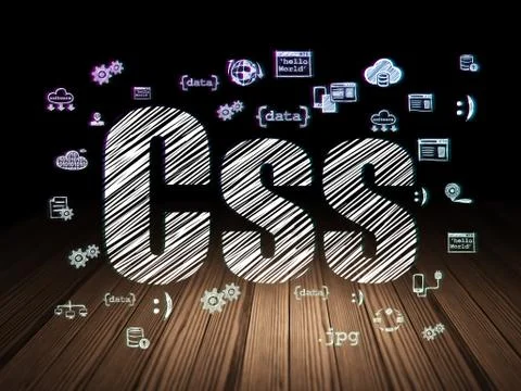 Programming concept: Css in grunge dark room Stock-Illustration