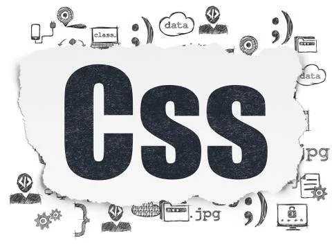 Programming concept: Css on Torn Paper background 스톡 일러스트