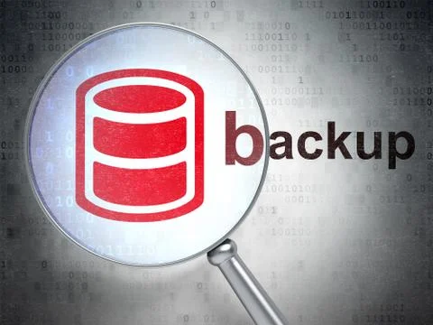 Programming concept: Database and Backup with optical glass Stock Illustration