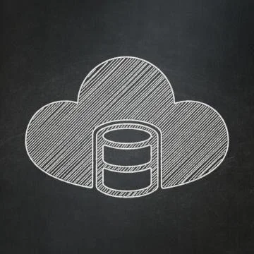 Programming concept: Database With Cloud on chalkboard background Stock-Illustration