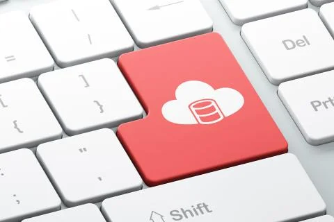 Programming concept: Database With Cloud on computer keyboard background Stock Illustration