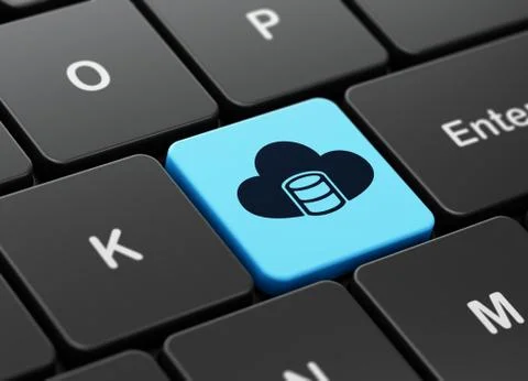 Programming concept: Database With Cloud on computer keyboard background 스톡 일러스트