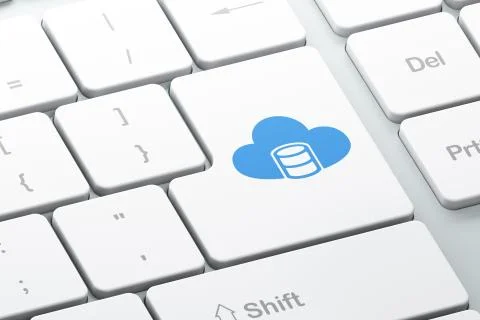 Programming concept: Database With Cloud on computer keyboard background 库存插图