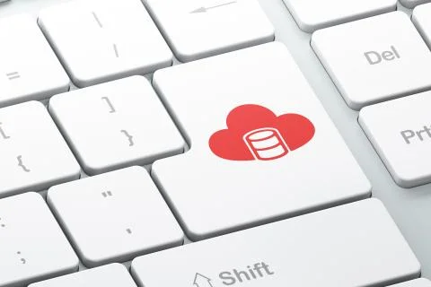 Programming concept: Database With Cloud on computer keyboard background Stock Illustration
