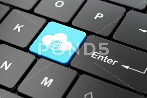 Programming concept: Database With Cloud on computer keyboard background 库存插图