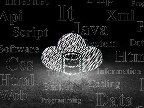 Programming concept: Database With Cloud in grunge dark room Stockillustratie