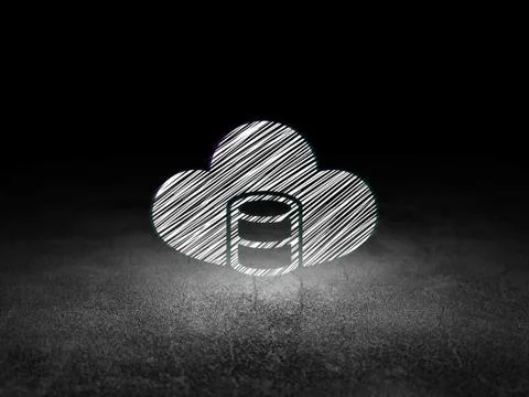 Programming concept: Database With Cloud in grunge dark room Stock Illustration