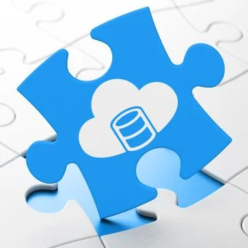 Programming concept: Database With Cloud on puzzle background Stock-Illustration