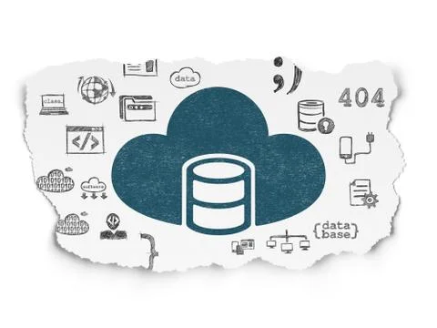 Programming concept: Database With Cloud on Torn Paper background イラスト素材