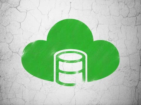 Programming concept: Database With Cloud on wall background Illustrazione stock
