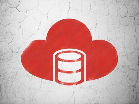 Programming concept: Database With Cloud on wall background Illustrazione stock