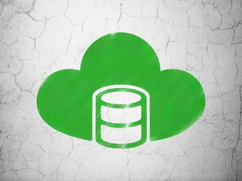 Programming concept: Database With Cloud on wall background 스톡 일러스트