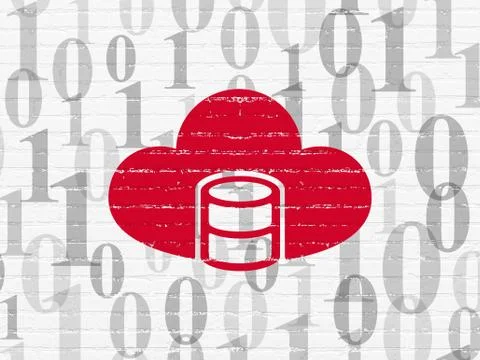 Programming concept: Database With Cloud on wall background イラスト素材