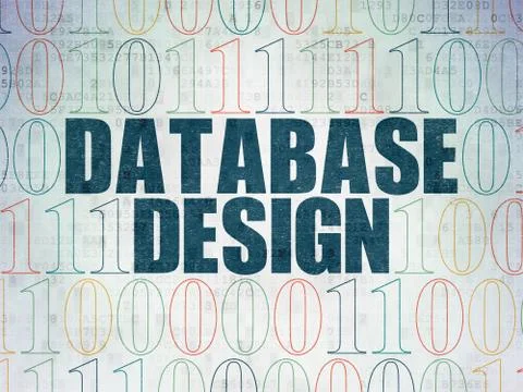 Programming concept: Database Design on Digital Data Paper background 스톡 일러스트