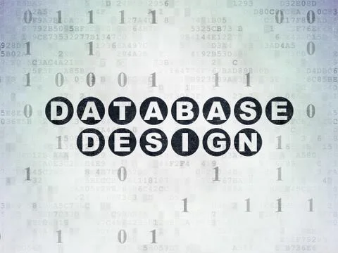 Programming concept: Database Design on Digital Data Paper background 库存插图