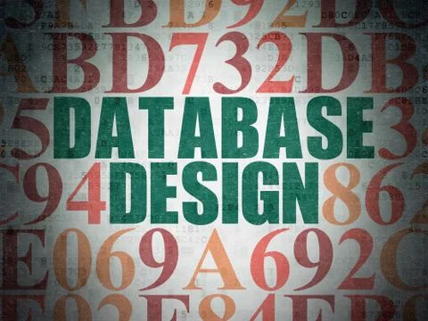 Programming concept: Database Design on Digital Data Paper background イラスト素材