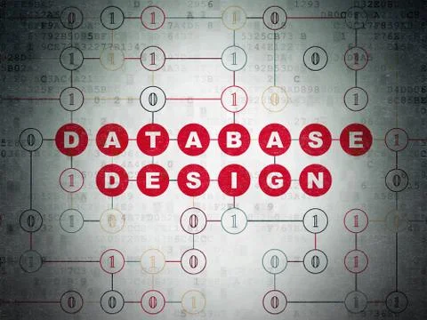 Programming concept: Database Design on Digital Data Paper background Illustrazione stock